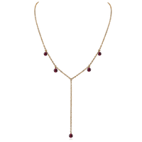 Bronze Garnet Gemstone Bead Drop Lariat Y Necklace