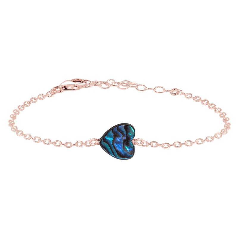 Abalone Shell Heart Bracelet - Abalone Shell Heart Bracelet - 14k Rose Gold Fill - Luna Tide Handmade Crystal Jewellery