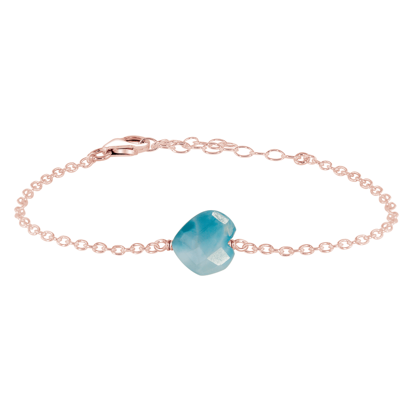 Larimar Crystal Heart Bracelet - Larimar Crystal Heart Bracelet - 14k Rose Gold Fill - Luna Tide Handmade Crystal Jewellery