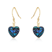 Abalone Shell Heart Dangle Earrings - Abalone Shell Heart Dangle Earrings - 14k Gold Fill - Luna Tide Handmade Crystal Jewellery