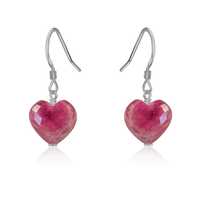 Ruby Crystal Heart Dangle Earrings - Ruby Crystal Heart Dangle Earrings - Stainless Steel - Luna Tide Handmade Crystal Jewellery