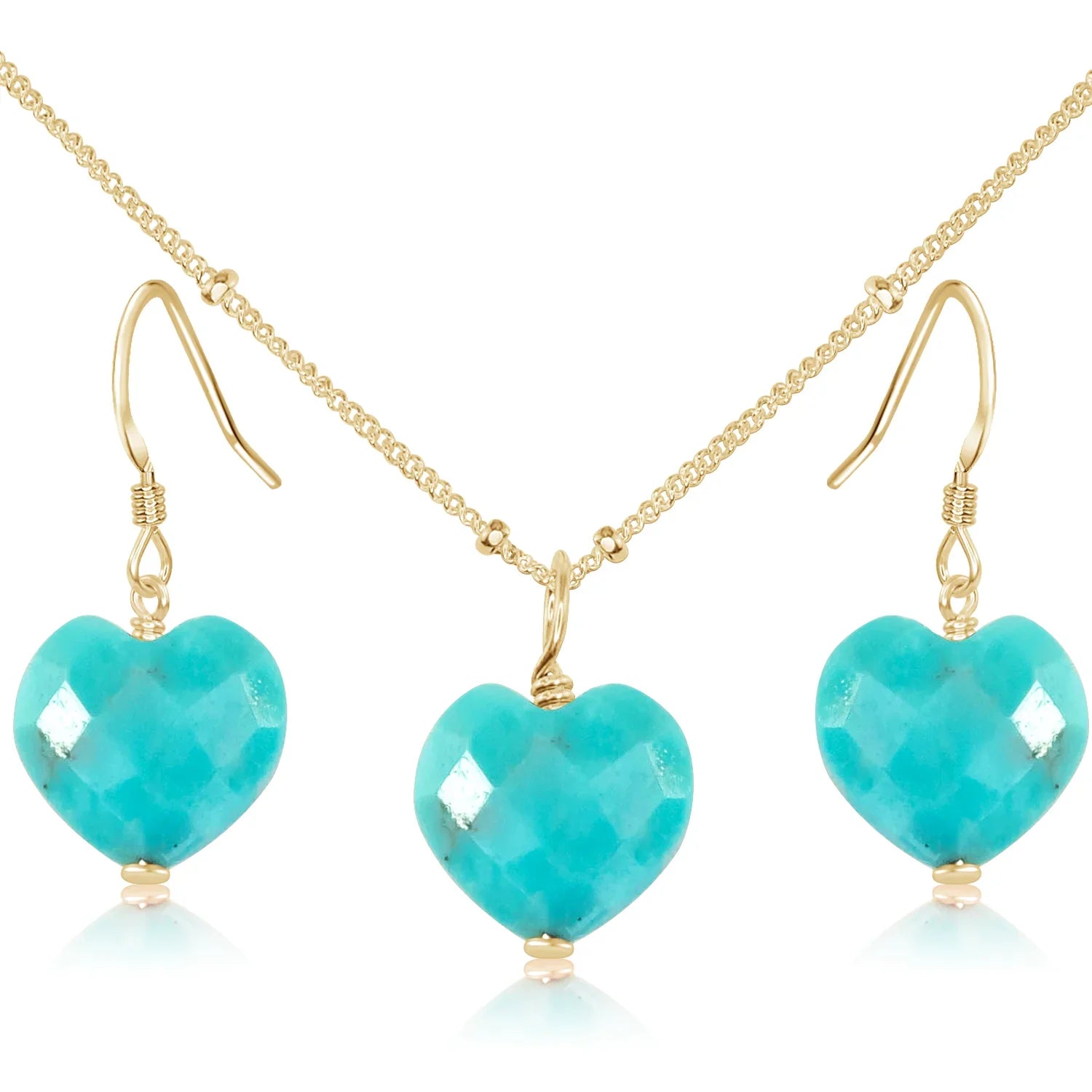 Turquoise Crystal Heart Jewellery Set