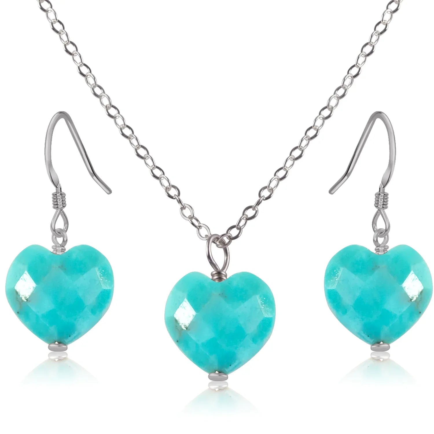 Turquoise Crystal Heart Jewellery Set