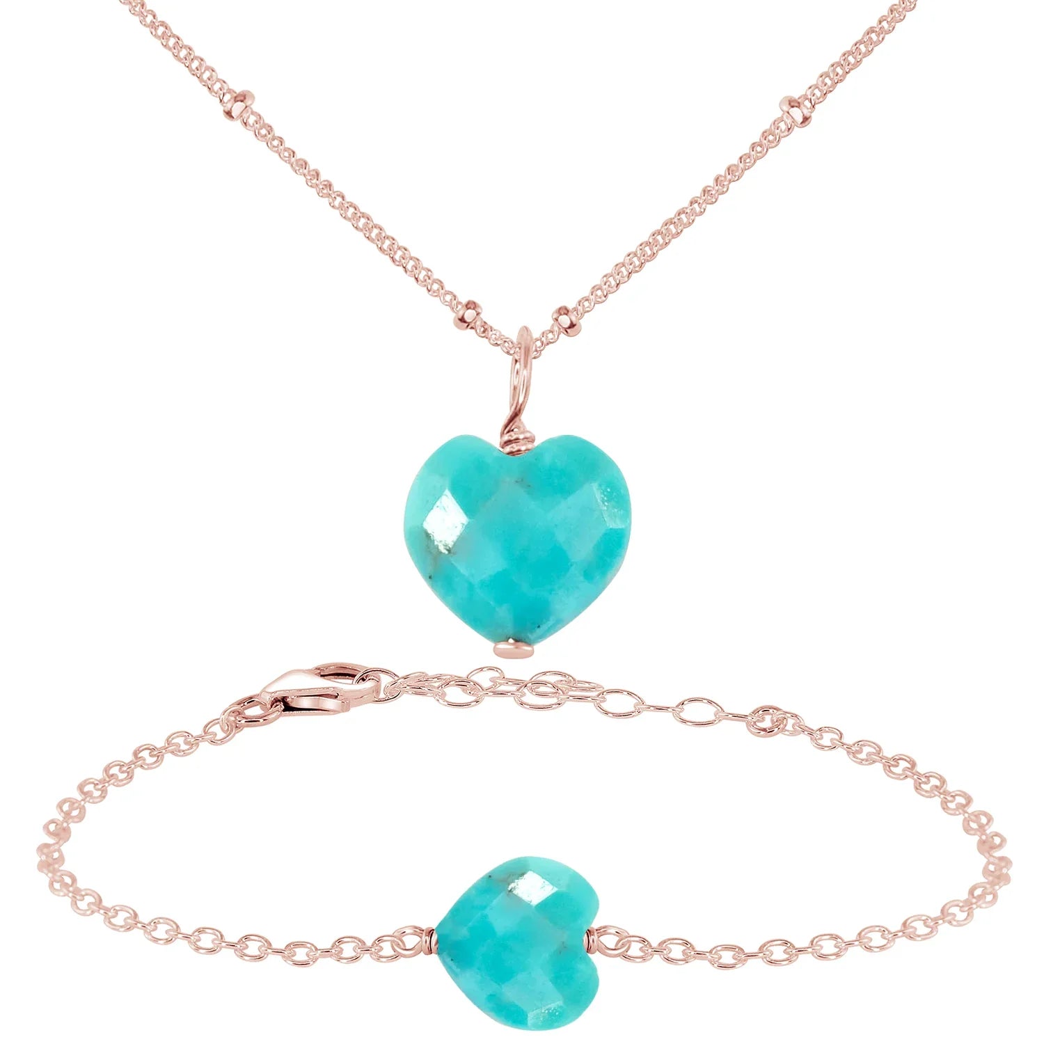 Turquoise Crystal Heart Jewellery Set