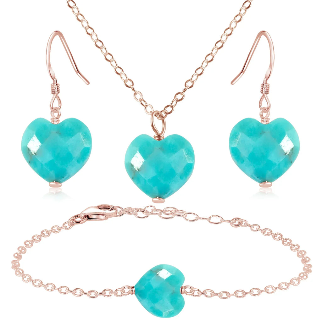 Turquoise Crystal Heart Jewellery Set