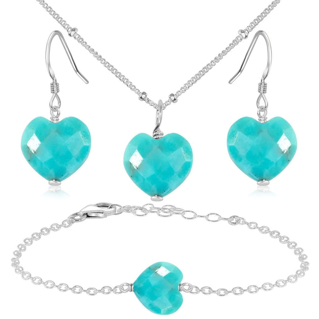Turquoise Crystal Heart Jewellery Set