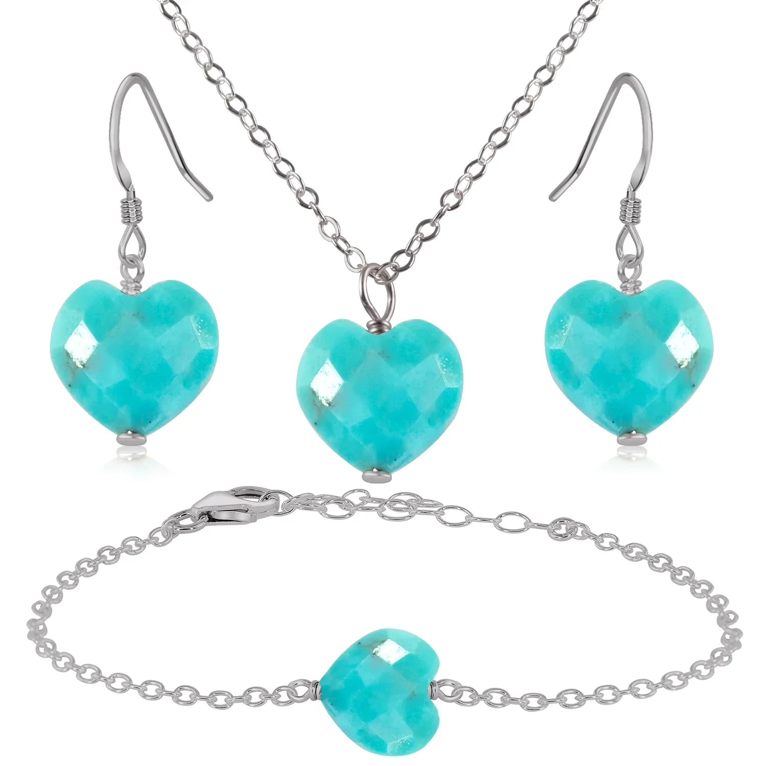 Turquoise Crystal Heart Jewellery Set