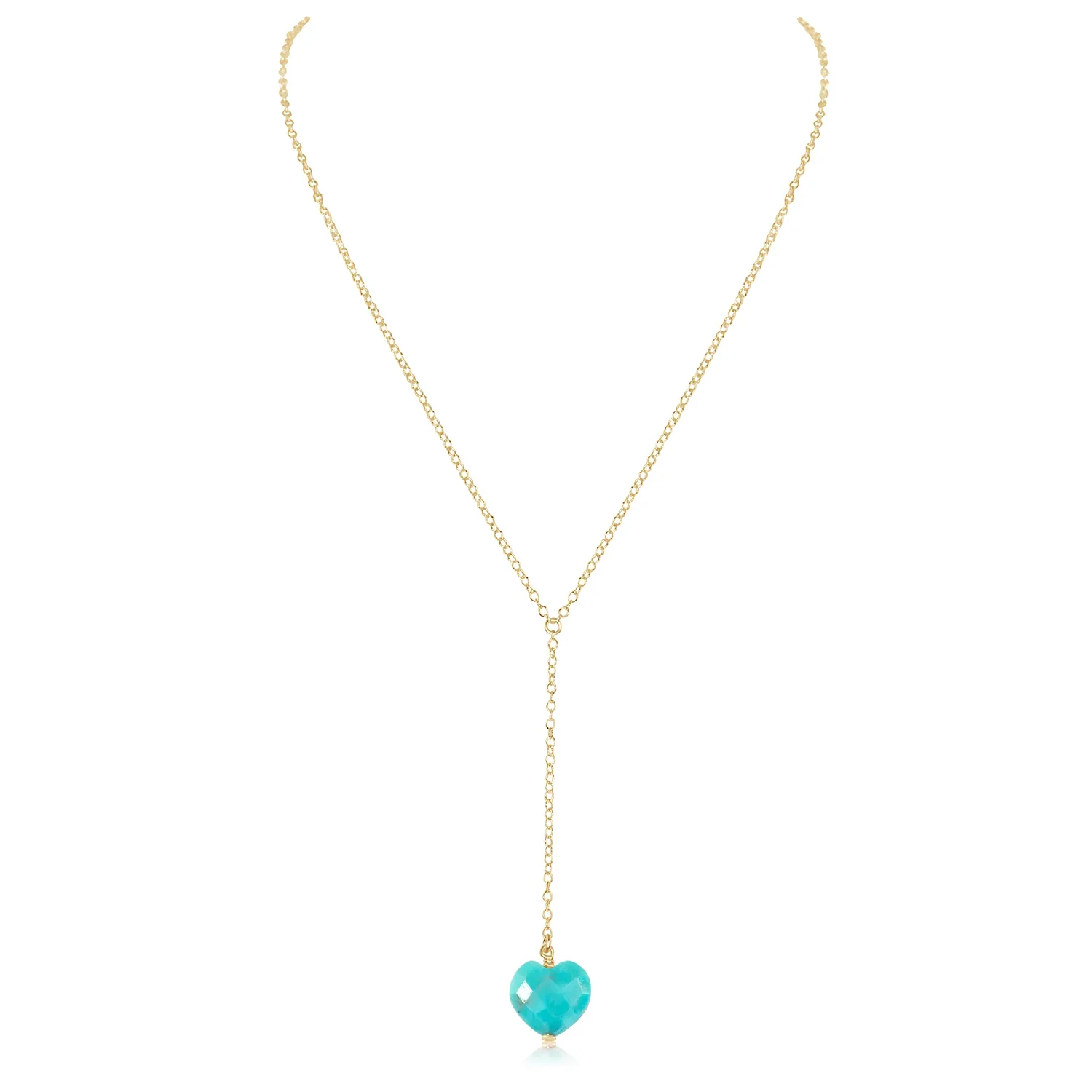 Turquoise Crystal Heart Lariat Necklace