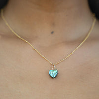 Abalone Shell Heart Pendant Necklace - Abalone Shell Heart Pendant Necklace - Sterling Silver / Cable - Luna Tide Handmade Crystal Jewellery