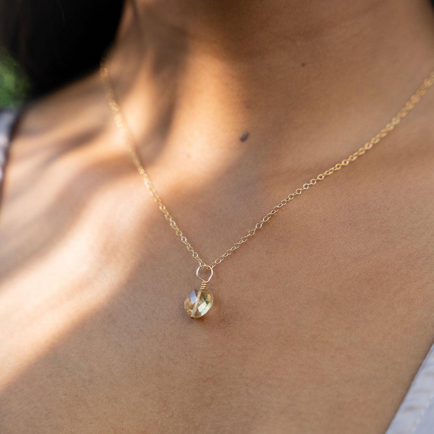 Citrine Crystal Heart Pendant Necklace - Citrine Crystal Heart Pendant Necklace - 14k Gold Fill / Cable - Luna Tide Handmade Crystal Jewellery