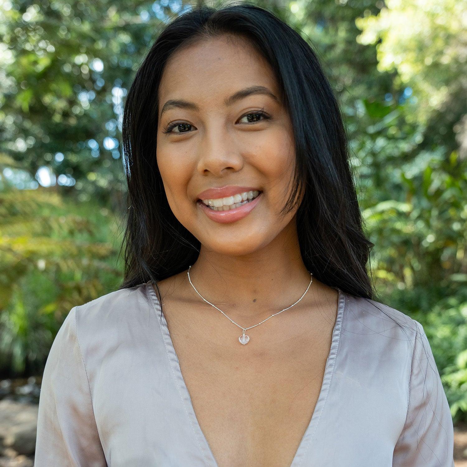 Rose Quartz Crystal Heart Pendant Necklace - Rose Quartz Crystal Heart Pendant Necklace - 14k Gold Fill / Cable - Luna Tide Handmade Crystal Jewellery