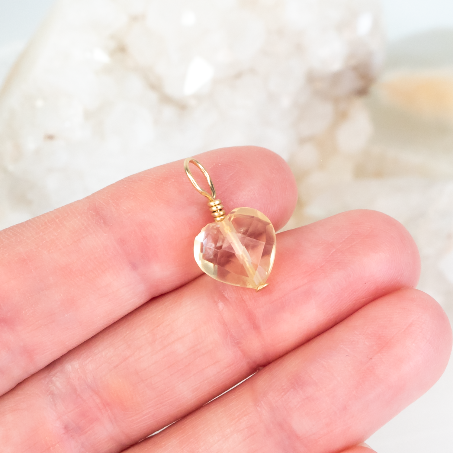 Citrine Crystal Heart Pendant