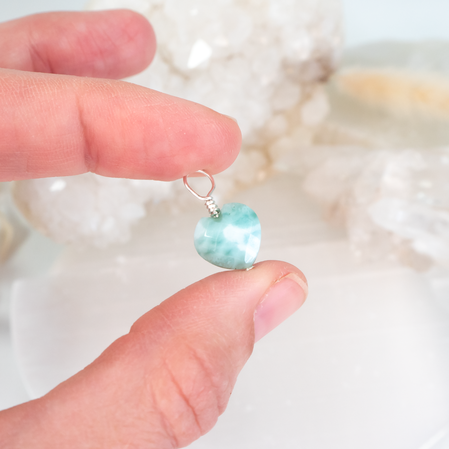 Larimar Crystal Heart Pendant