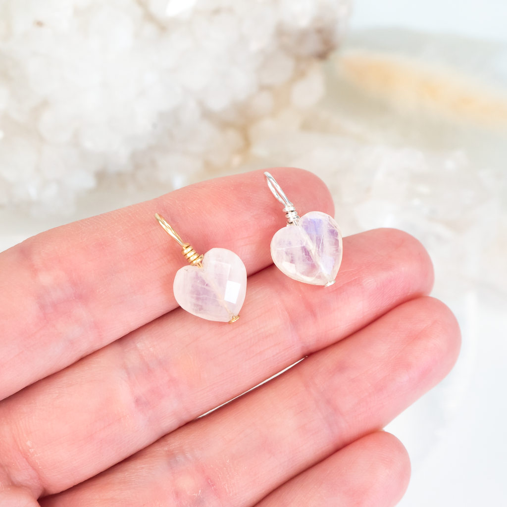 Rainbow Moonstone Crystal Heart Pendant