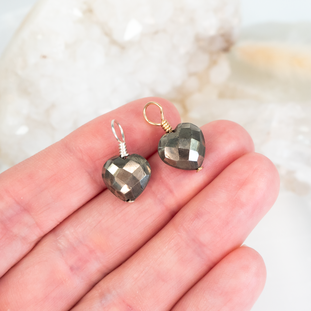Pyrite Crystal Heart Pendant