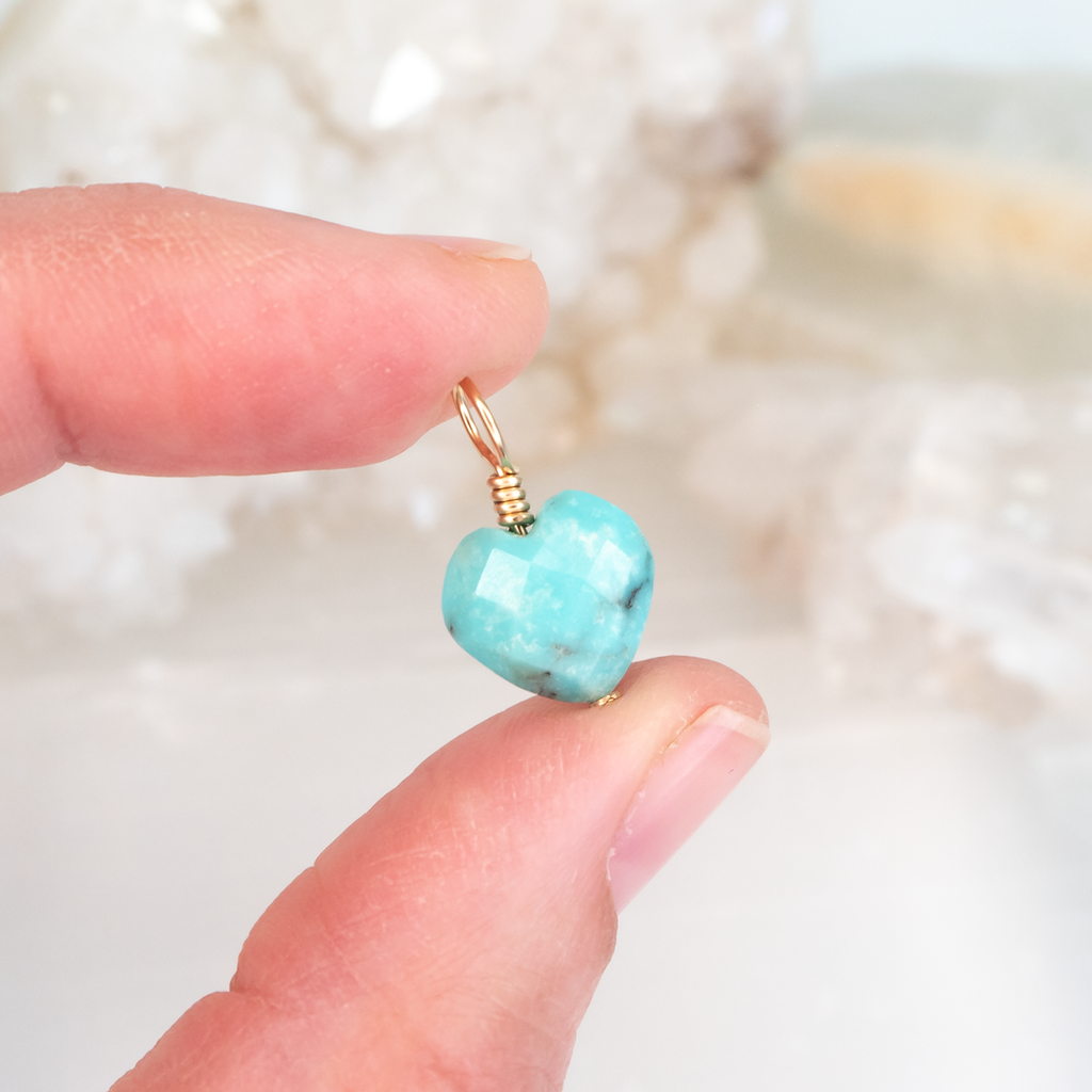 Turquoise Crystal Heart Pendant
