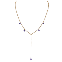 Bronze Iolite Gemstone Bead Drop Lariat Y Necklace