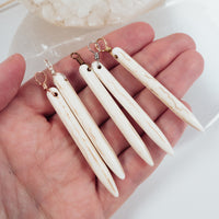 Long White Howlite Round Spike Point Pendant