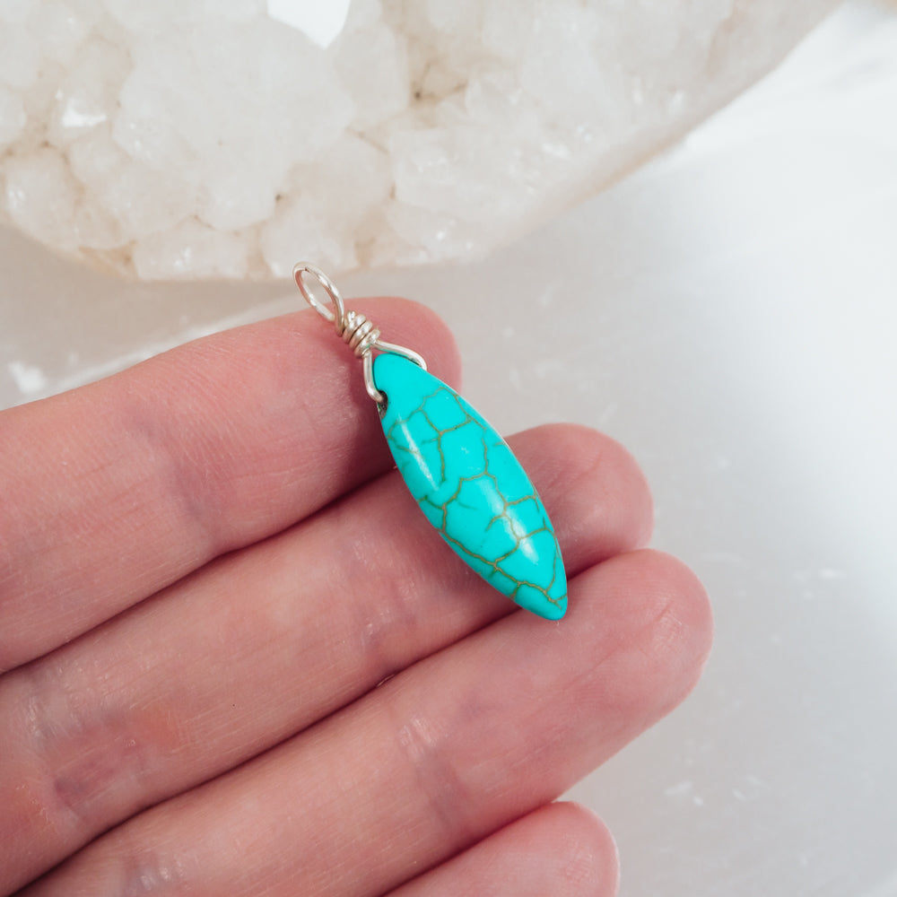 Marquise Dyed Turquoise Howlite Pendant