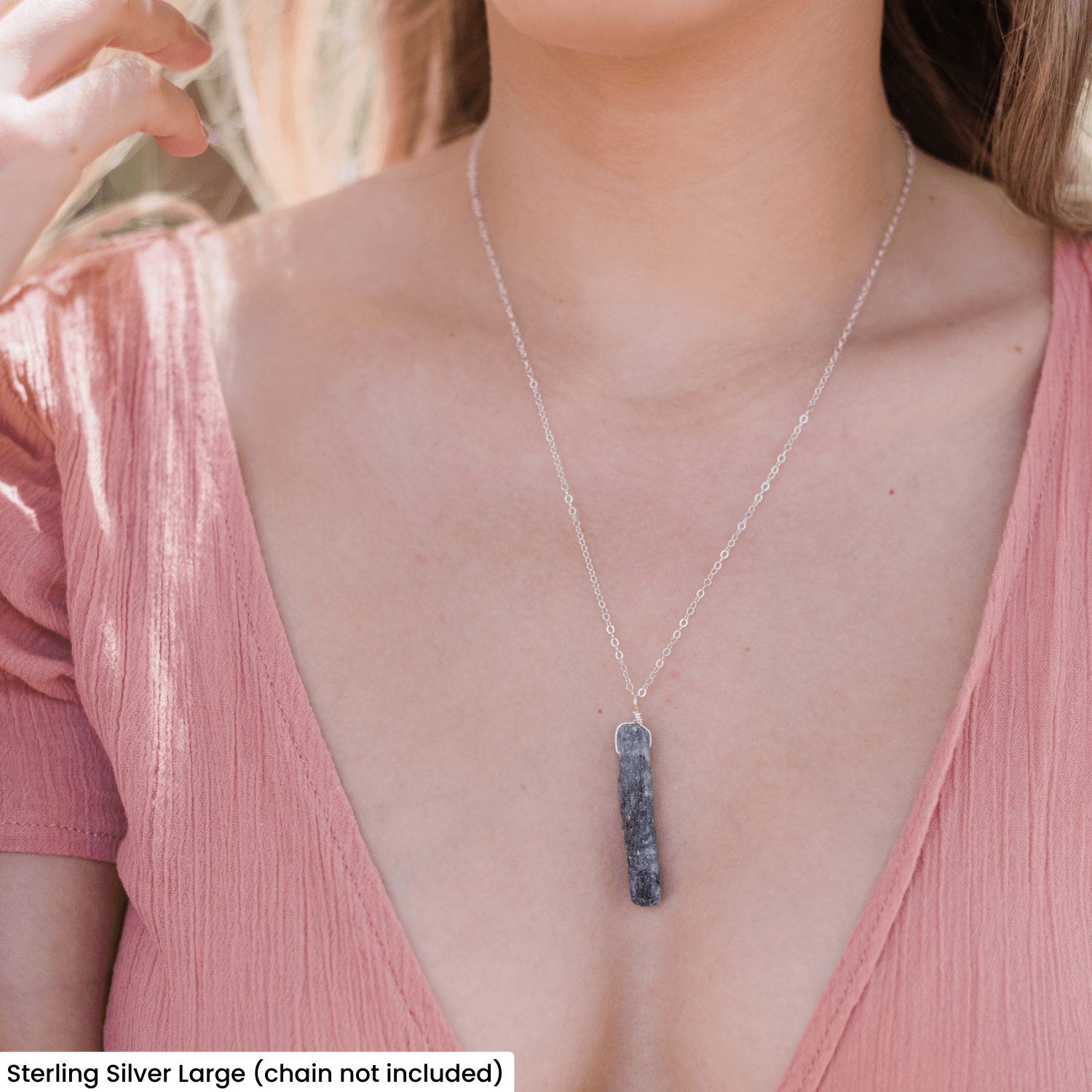 Raw Natural Blue Kyanite Crystal Point Pendant