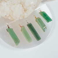 Large Polished Natural Green Aventurine Crystal Slice Point Pendant