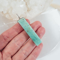 Polished Raw Natural Amazonite Crystal Slice Point Pendant