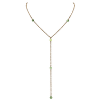 Bronze Prehnite Dainty Crystal Lariat Necklace