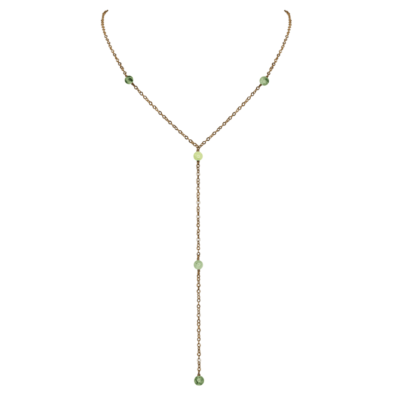 Bronze Prehnite Dainty Crystal Lariat Necklace