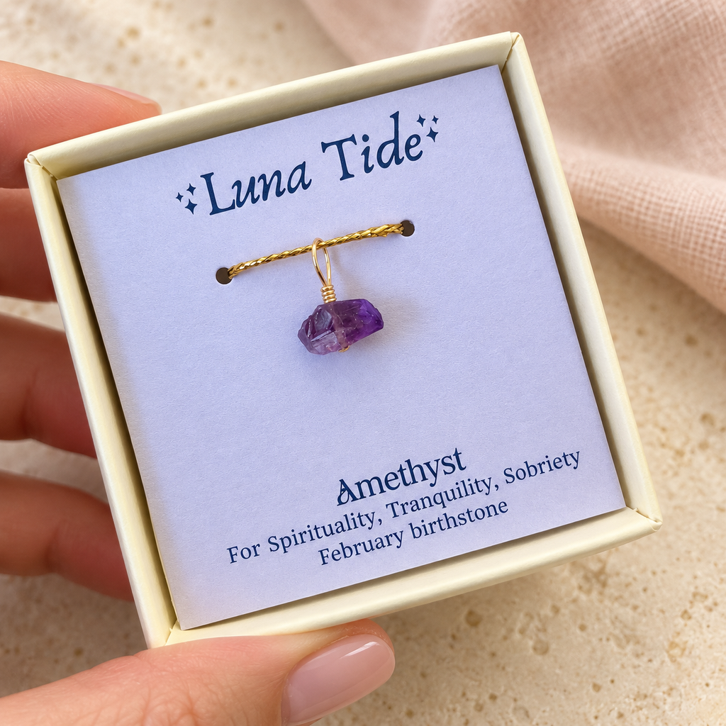 Dainty Raw Crystal Birthstone Charm