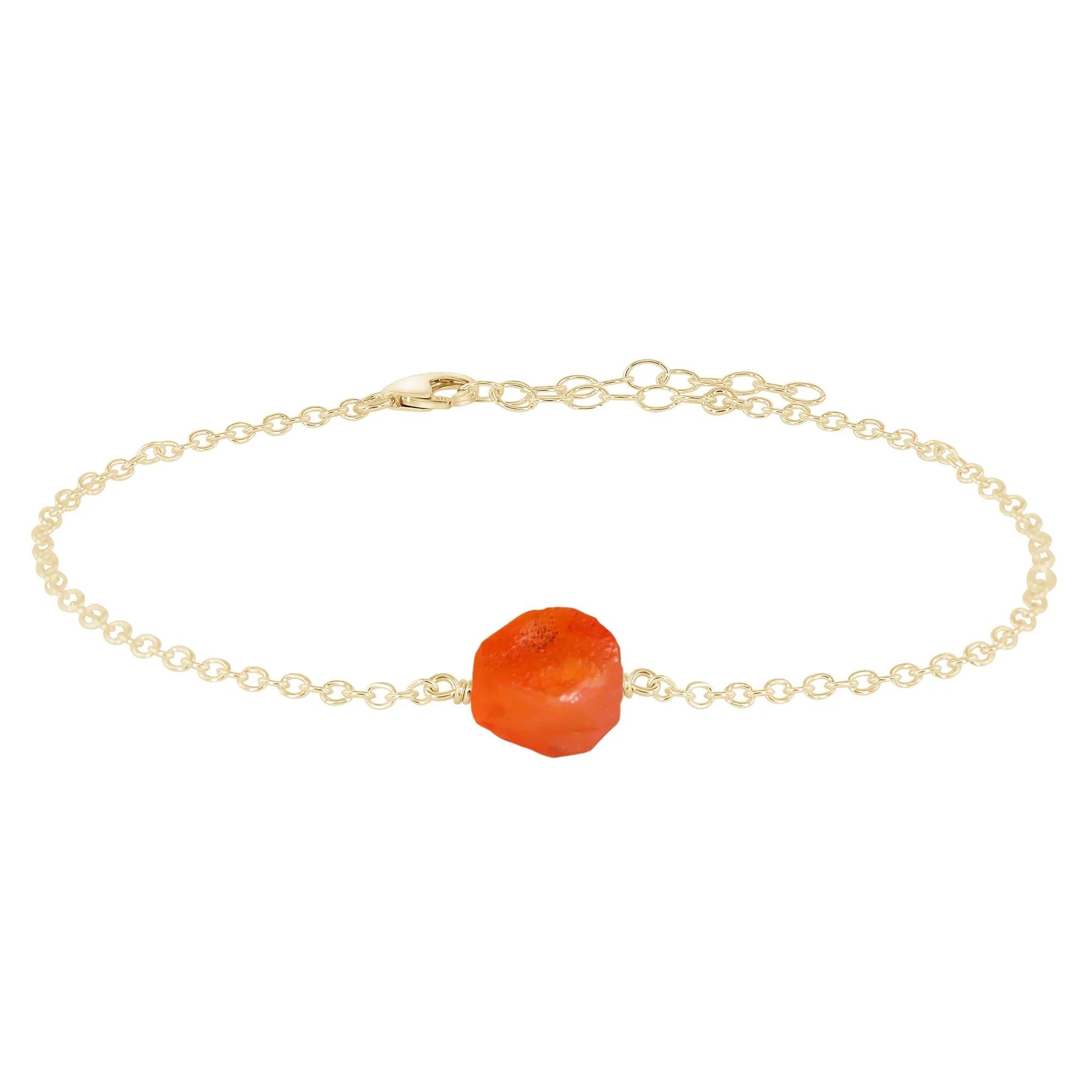 Raw Carnelian Crystal Nugget Anklet - Raw Carnelian Crystal Nugget Anklet - 14k Gold Fill - Luna Tide Handmade Crystal Jewellery