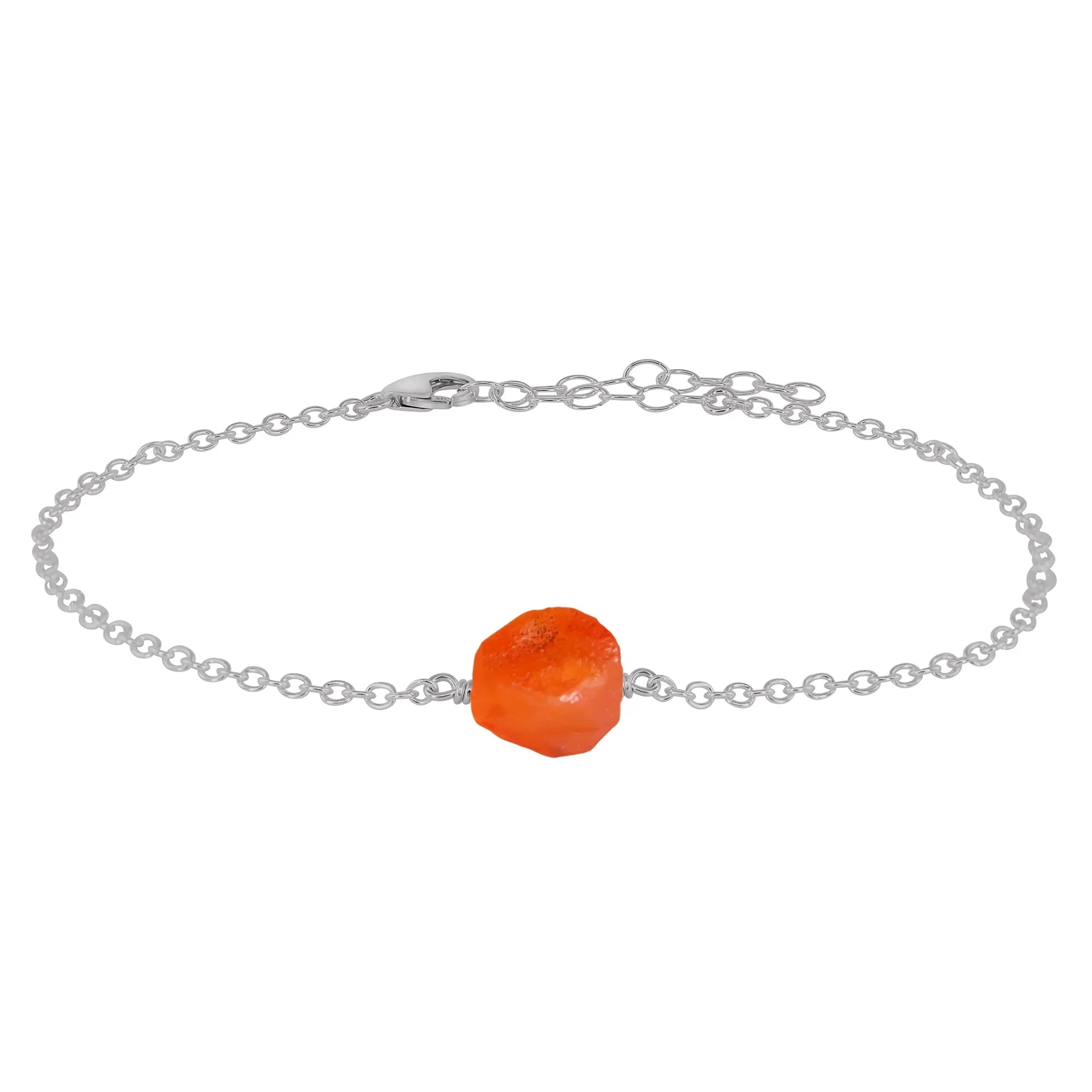 Raw Carnelian Crystal Nugget Anklet - Raw Carnelian Crystal Nugget Anklet - Stainless Steel - Luna Tide Handmade Crystal Jewellery