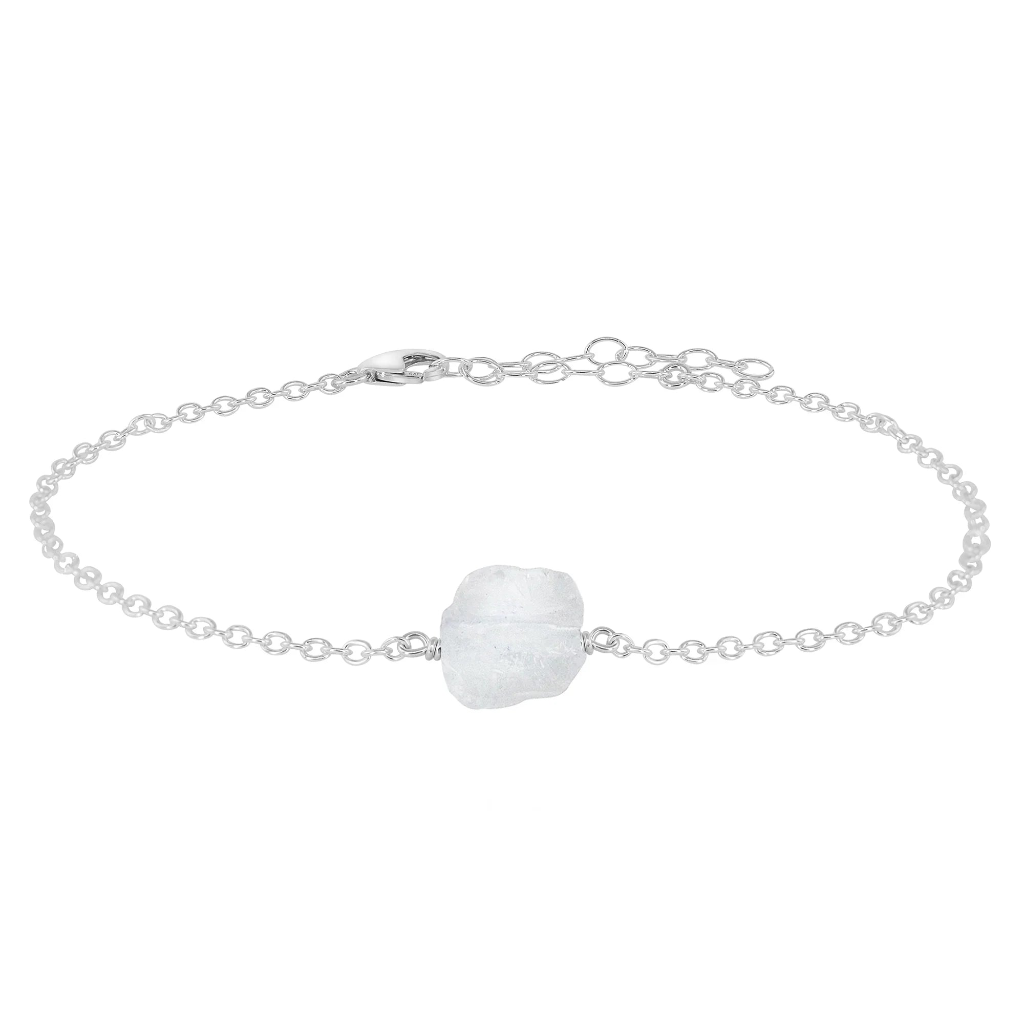 Raw Clear Quartz Crystal Nugget Anklet - Raw Clear Quartz Crystal Nugget Anklet - Sterling Silver - Luna Tide Handmade Crystal Jewellery