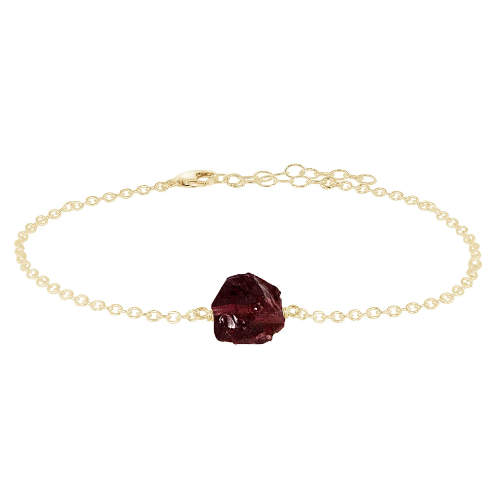 Raw Garnet Crystal Nugget Anklet - Raw Garnet Crystal Nugget Anklet - 14k Gold Fill - Luna Tide Handmade Crystal Jewellery