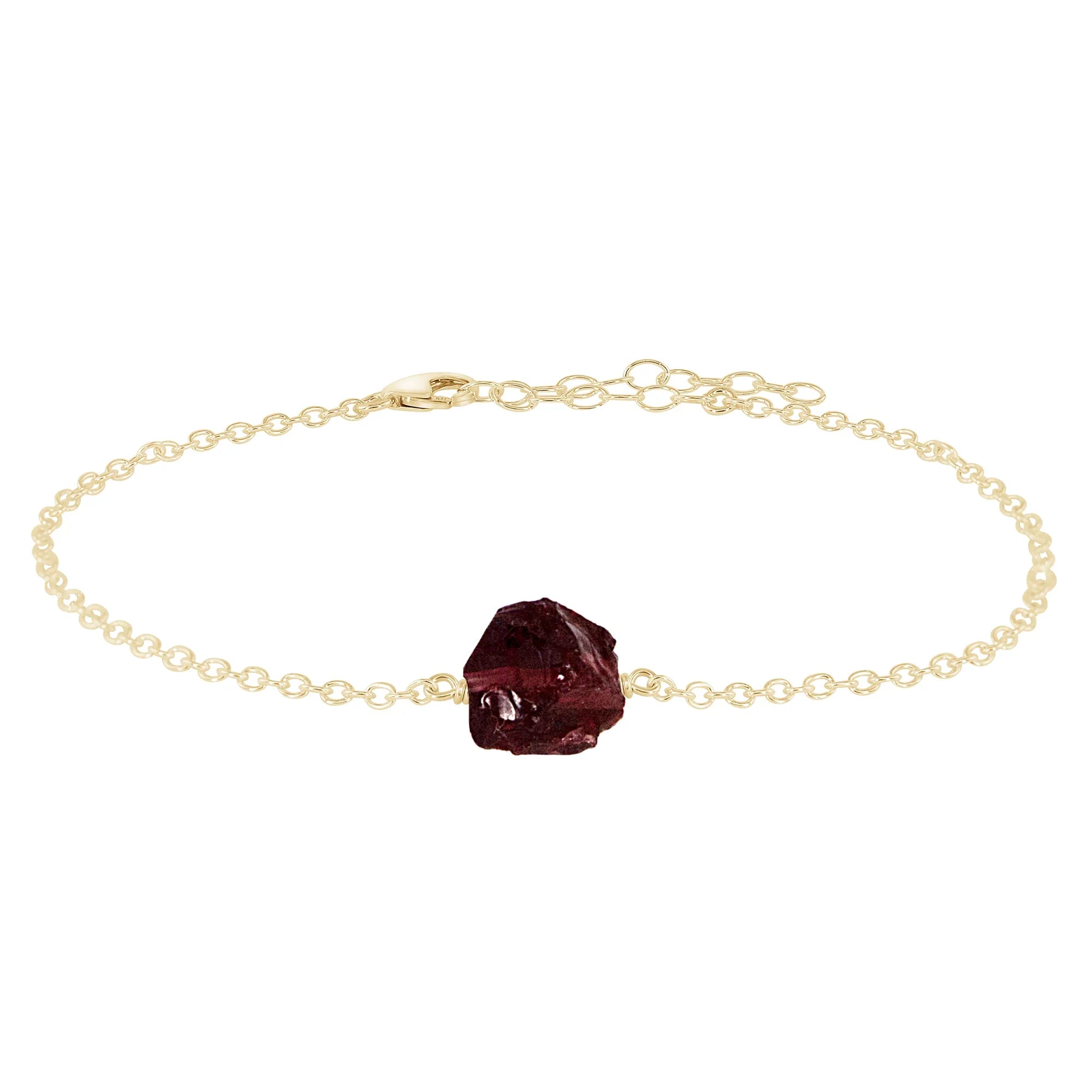Raw Garnet Crystal Nugget Anklet - Raw Garnet Crystal Nugget Anklet - 14k Gold Fill - Luna Tide Handmade Crystal Jewellery