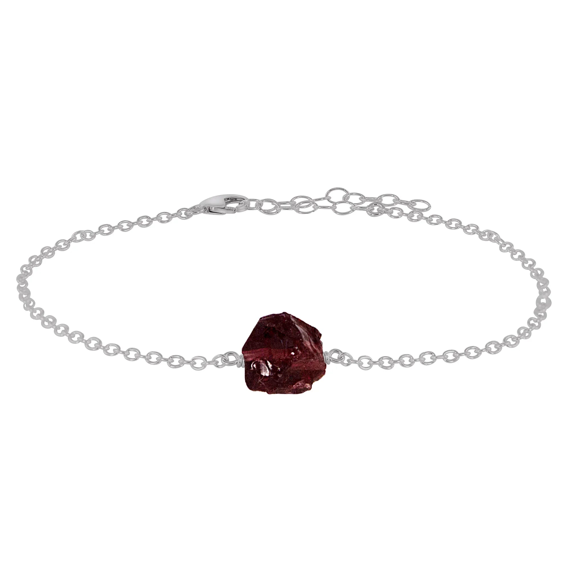 Raw Garnet Crystal Nugget Anklet - Raw Garnet Crystal Nugget Anklet - Stainless Steel - Luna Tide Handmade Crystal Jewellery