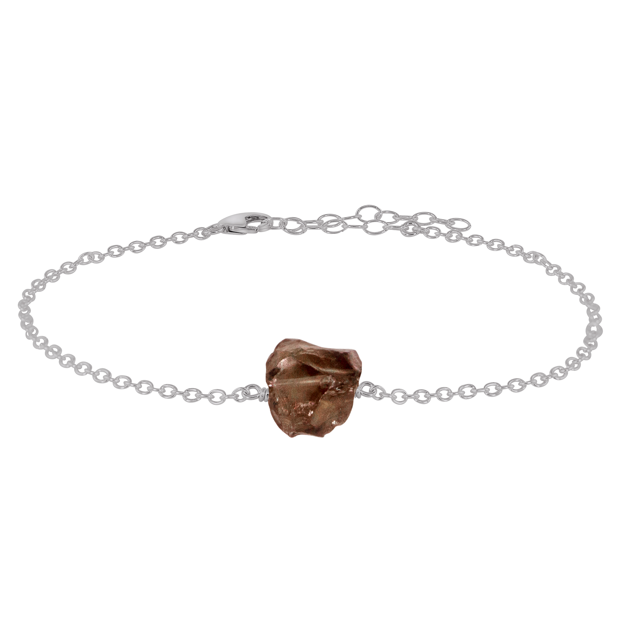Raw Smoky Quartz Crystal Nugget Anklet - Raw Smoky Quartz Crystal Nugget Anklet - Stainless Steel - Luna Tide Handmade Crystal Jewellery