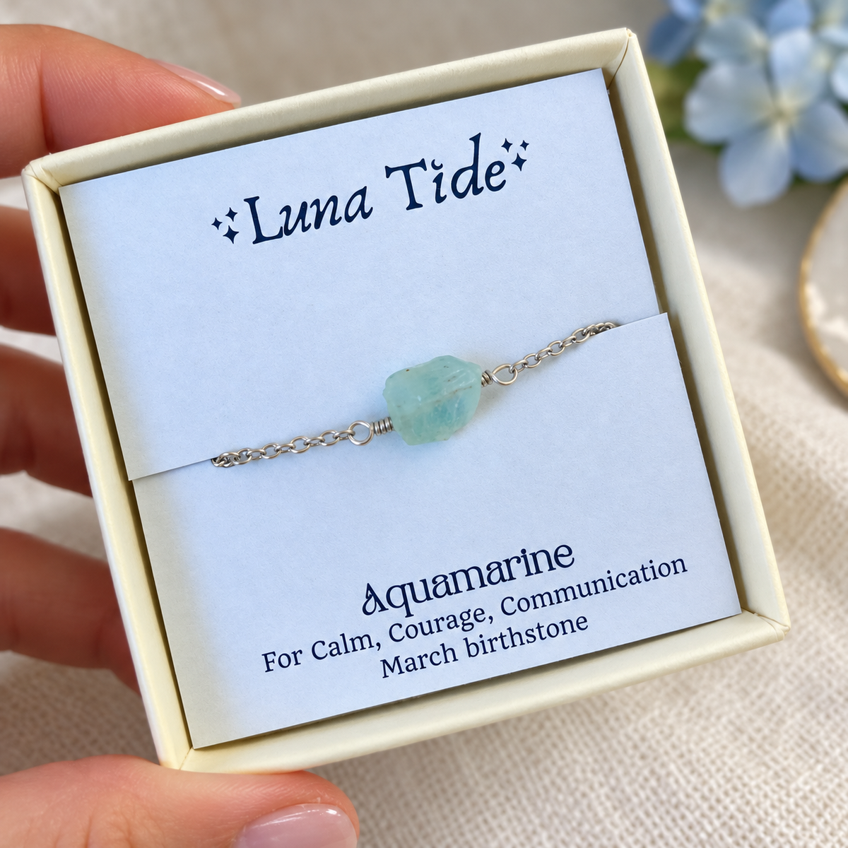 Tiny Raw Aquamarine Crystal Nugget Choker