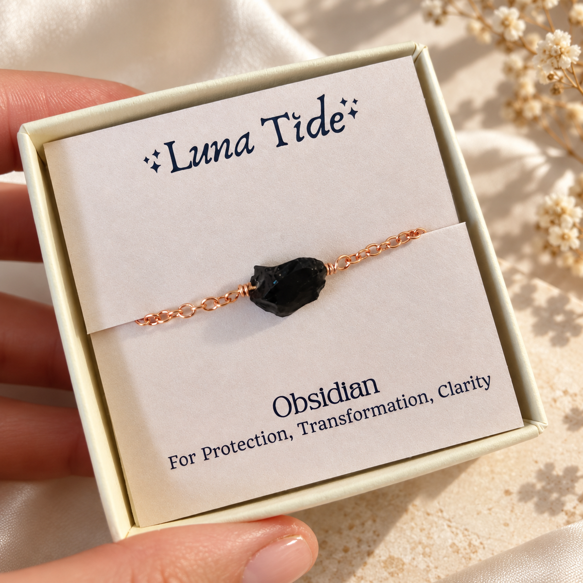 Tiny Raw Obsidian Crystal Nugget Choker