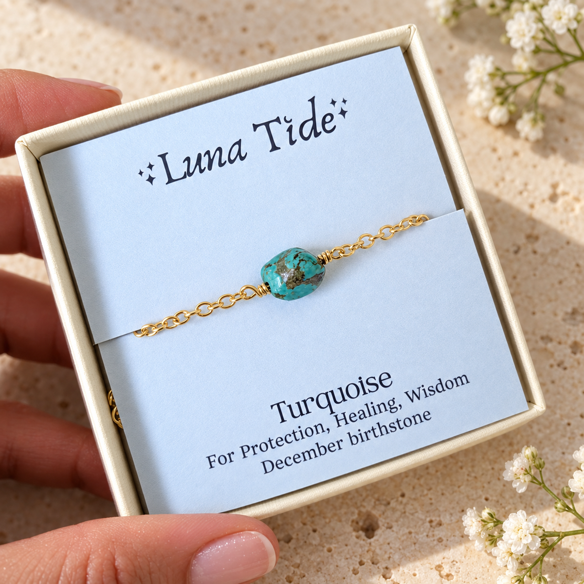 Raw Turquoise Crystal Nugget Anklet