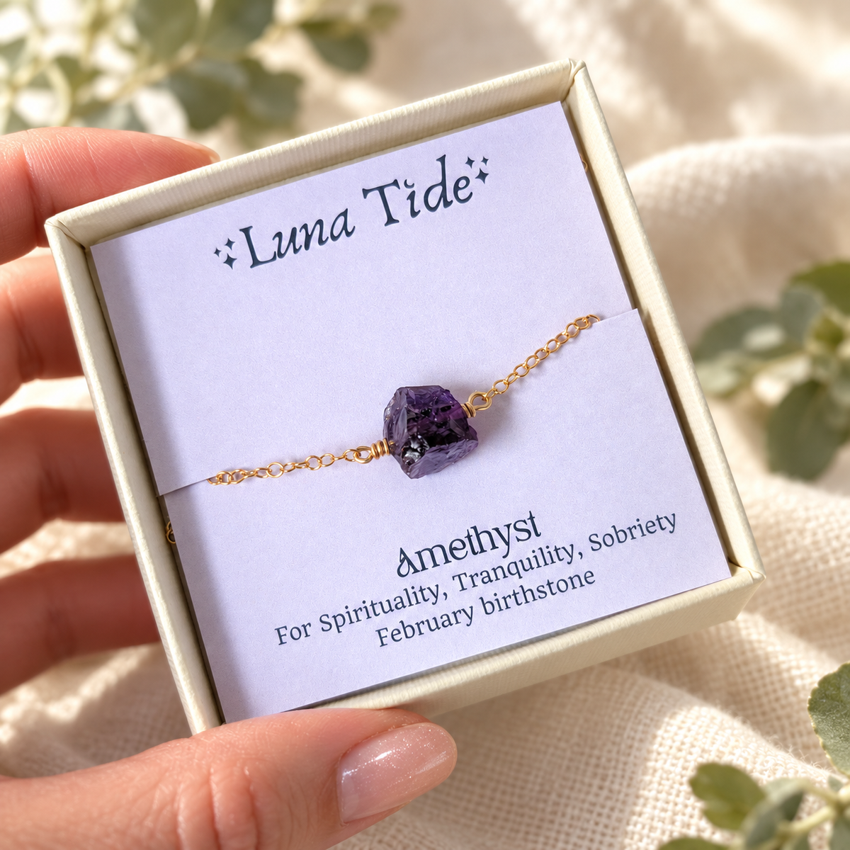 Tiny Raw Amethyst Crystal Nugget Choker
