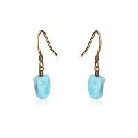 Bronze Larimar Raw Crystal Dangle Drop Earrings