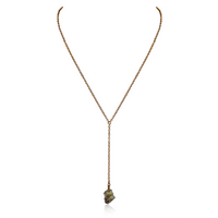 Bronze Labradorite Raw Crystal Lariat Necklace