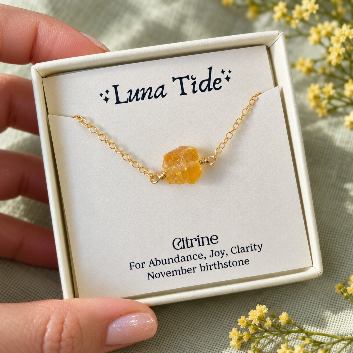 Tiny Raw Citrine Crystal Nugget Choker