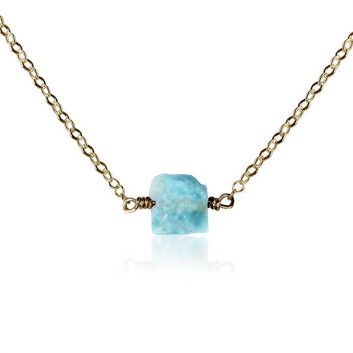 Bronze Larimar Tiny Raw Fixed Crystal Nugget Necklace