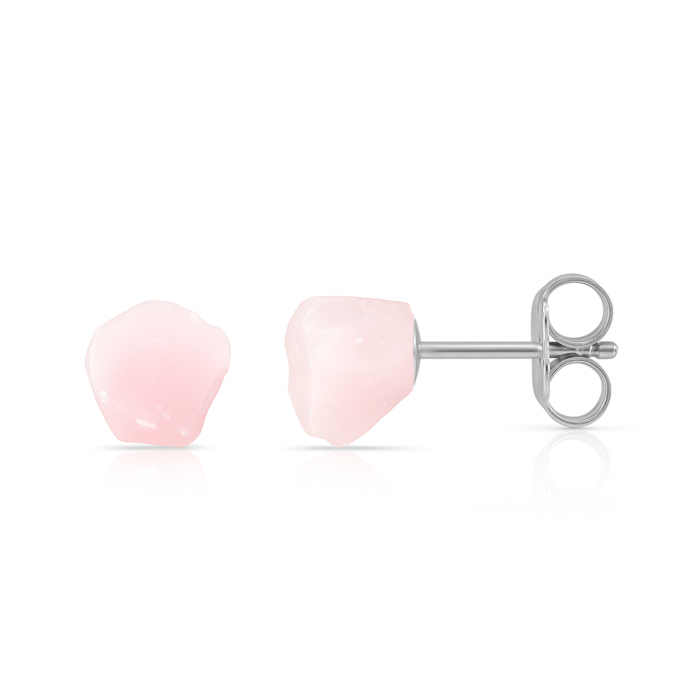 Pink Peruvian Opal Raw Crystal Stud Earrings