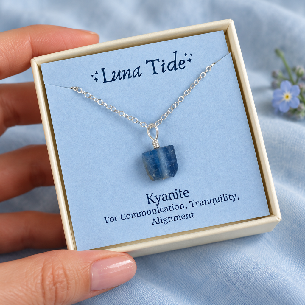 Raw Kyanite Natural Crystal Pendant Necklace