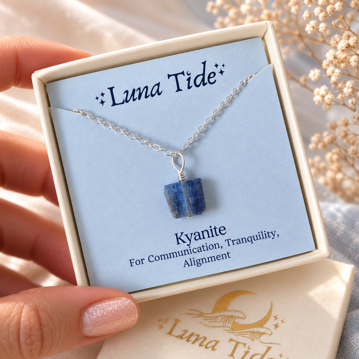 Tiny Rough Kyanite Gemstone Pendant Choker