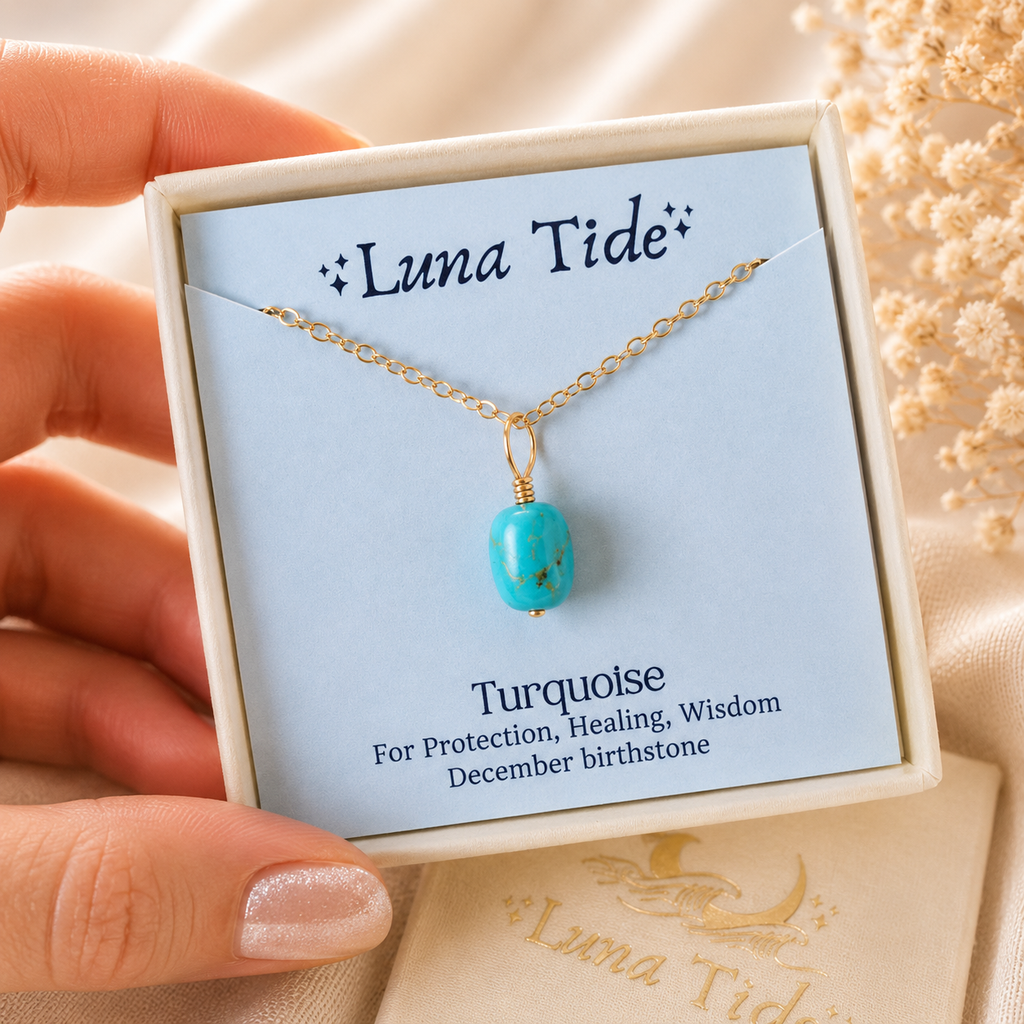 Tiny Raw Turquoise Pendant Necklace