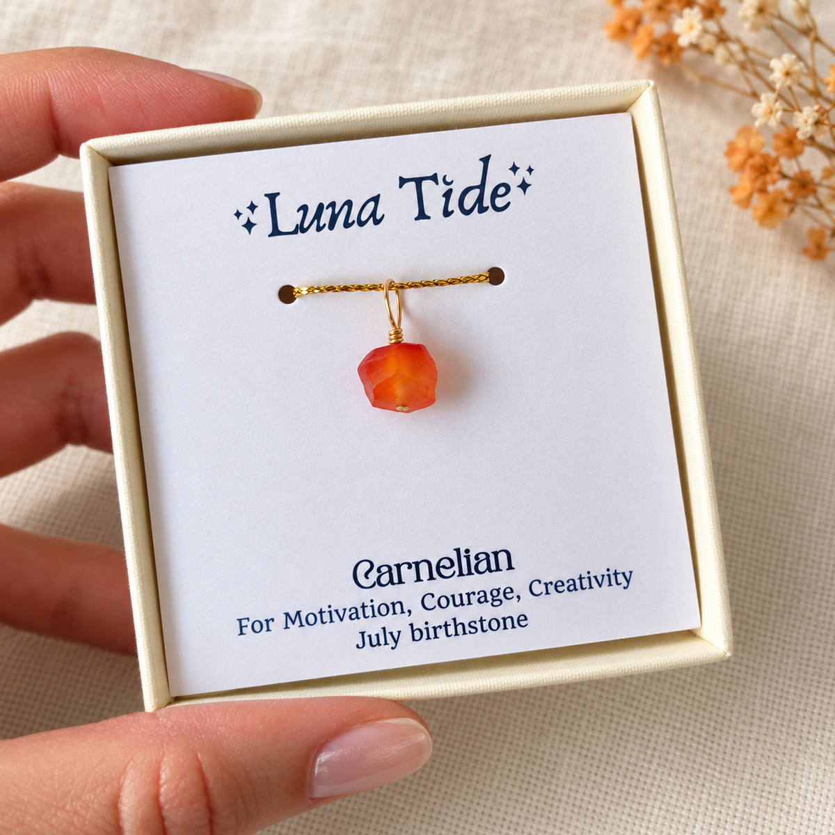 Tiny Raw Carnelian Crystal Pendant