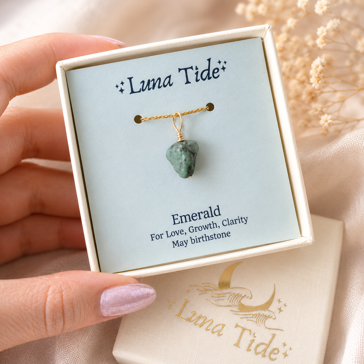 Tiny Raw Emerald Crystal Pendant
